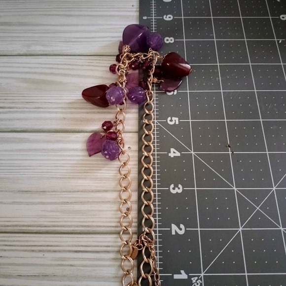 Robert Rose Gold tone Necklace with  Purple Stations Beads Chunky - Picture 7 of 7